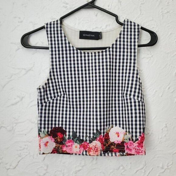 Minkpink Garden Bed Picnic gingham check Crop top - Picture 4 of 6